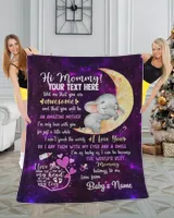 Personalized Hi MOMMY Cute Baby Elephant  , Galaxy Purple