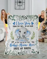 Personalized Name and Date  Cute Baby Elephant boy ,  Gift  for Newmom, Baby Shower Gifts