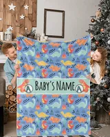 Personalized Kids Dinosaur Blanket, Custom Blanket, Kids Blanket with Name, Fleece Blanket Custom, Sherpa Blanket, Dinosaur Blanket Boys
