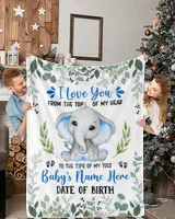 Personalized Name and Date  Cute Baby Elephant boy ,  Gift  for Newmom, Baby Shower Gifts