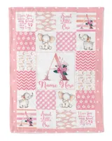 Personalized Elephant Baby Blanket - Baby Girl Quilt  - Baby Shower Gift- Personalized Baby Gift- Baby Name -Elephant Nursery