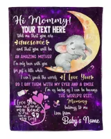 Personalized Hi MOMMY Cute Baby Elephant  , Galaxy Purple