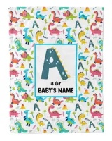 Personalized Kids Dinosaur Blanket, Custom Blanket, Kids Blanket with Name, Fleece Blanket Custom, Sherpa Blanket, Dinosaur Blanket Boys