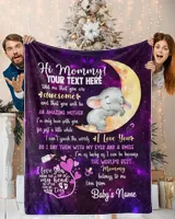 Personalized Hi MOMMY Cute Baby Elephant  , Galaxy Purple