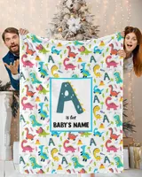 Personalized Kids Dinosaur Blanket, Custom Blanket, Kids Blanket with Name, Fleece Blanket Custom, Sherpa Blanket, Dinosaur Blanket Boys