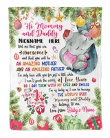 Personalized Hi MOMMY and DADDY 1st Christmas Elephant Cute girl, Gift from Grandma and baby for Newmom