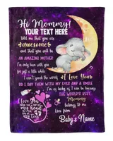 Personalized Hi MOMMY Cute Baby Elephant  , Galaxy Purple