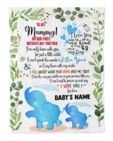 Personalized Hi MUMMY  Cute Baby Elephant and Mum ,  Gift  for Newmum, Safari Baby Shower, Jungle Nursery Blanket