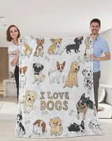 I Love Dogs Blanket - Pet Love Blanket