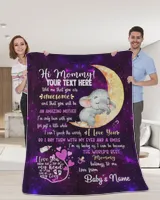 Personalized Hi MOMMY Cute Baby Elephant  , Galaxy Purple