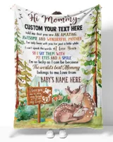 Personalized Hi MOMMY  Cute Baby Deer in forest, moutain ,  1st Chritmas Gift from Grandma and baby for Newmom, First Christmas gifts.
