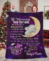 Personalized Hi MOMMY Cute Baby Elephant  , Galaxy Purple