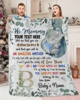 Personalized Hi MOMMY Cute Baby Elephant boy ,  Gift  for Newmom, Custom Alphabet