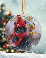 Black Cat Winter Spirit Ornament