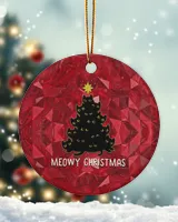 Black Cats Meowy Christmas Circle Ornament