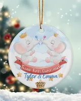 DH Personalized Twins First Christmas Ornament, Elephants Ornament, Gift for Twins, Christmas Ornaments