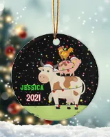 RD Personalized Cow Chicken Pig Christmas Ornaments Kids Christmas Ornaments, Farm Animals Ornament
