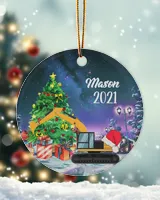 Excavator Christmas Ornaments, Excavator Ornament, Custom Kids Name, Christmas Ornaments for Kids