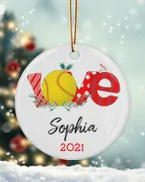 Softball Christmas Ornament, Personalized Christmas Ornament