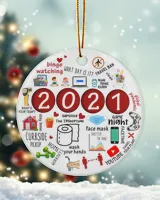 Ceramic 2021 Memories Christmas Ornament, Funny Christmas Gift, 2021 Commemorative Ornament, Vaccine Vaccination Pandemic Ornament
