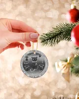 Silver Black Cat Circle Ornament