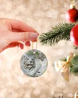 White Tiger Daisy Circle Ornament