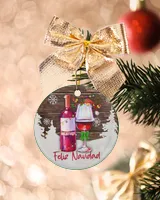 Wine Feliz Navidad Ornament