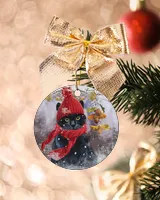 Black Cat Winter Spirit Ornament