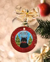 Black Cat Merry Christ-mask Circle Ornament