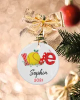 Softball Christmas Ornament, Personalized Christmas Ornament