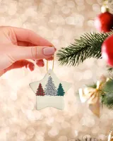Merry Christmas Trees Ornament - Circle