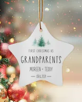 First Christmas as Grandparents With Name and Year | Newlywed Couple | First-time Parents | Engagement, Miss to Mrs, Couples Gift, Wedding| Christmas Ornament | Pine Tree Ornaments