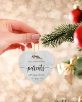 First Christmas as Parents With Name and Year | Newlywed Couple | First-time Parents | Engagement, Miss to Mrs, Couples Gift, Wedding| Christmas Ornament | Pine Tree Ornaments