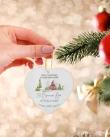 First Christmas In Our New Home With Address, Names and Year - New Home Christmas Ornament | Christmas Ornaments | Pine Tree Ornaments.