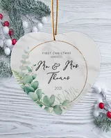 First Christmas as Mr. & Mrs. Married, Engaged With Names and Year | Newlywed Couple | First-time Parents | Engagement, Miss to Mrs, Couples Gift, Wedding| Christmas Ornament | Pine Tree Ornaments