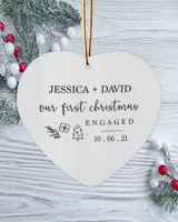 Our First Christmas With  Anniversary Name and Date | Engagement, Miss to Mrs, Couples Gift, Wedding | Christmas Ornaments | Pine Tree Ornaments