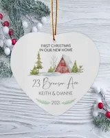 First Christmas In Our New Home With Address, Names and Year - New Home Christmas Ornament | Christmas Ornaments | Pine Tree Ornaments.