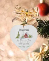 First Christmas In Our New Home With Address, Names and Year - New Home Christmas Ornament | Christmas Ornaments | Pine Tree Ornaments.