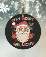 Retro Christmas Stay Merry and Bright Ornament - Prague