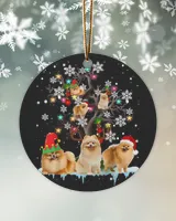 Christmas Pomeranian On Tree Santa Pomeranian Dog Lover Ornament