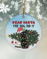 Black Cat The Dog Did It Circle Ornament