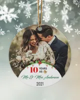 Anniversary Years As Mr And Mrs Personalized Custom Photo Name Christmas Ornament Gift