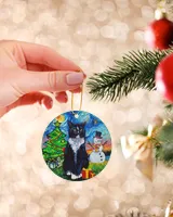 Cat Christmas Van Gough Circle Ornament