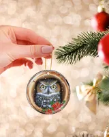 Owl Wood Painting Ceramic Ornament