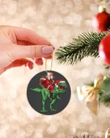 Santa Riding Dinosaur Ornament