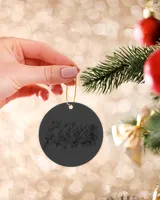 Reindeer Pulls Santa's Sleigh Ornament - Circle