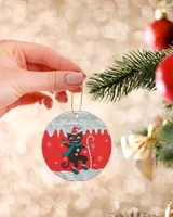 Black Cats Joyful Elf Circle Ornament