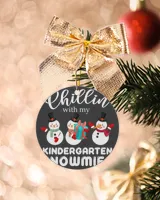 Chillin With My Kindergarten Snowmies Ornament - Circle, Snow scarecrow gift box