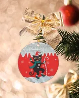 Black Cats Joyful Elf Circle Ornament