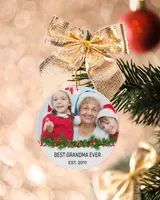 Best Grandma Grandpa Ever Est Personalized Custom Photo Christmas Ornament Gift